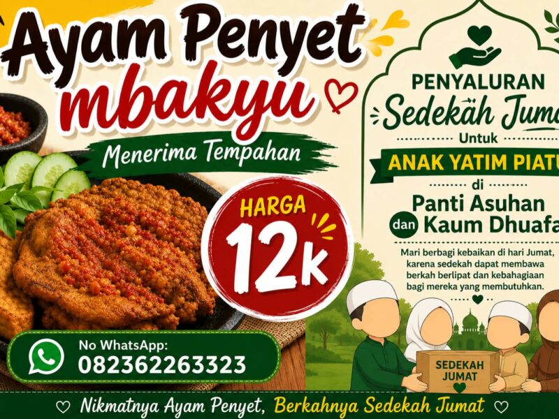 Ayam Penyet Mbakyu Rp12K & Layanan Sedekah Jumat — Medan & Binjai
